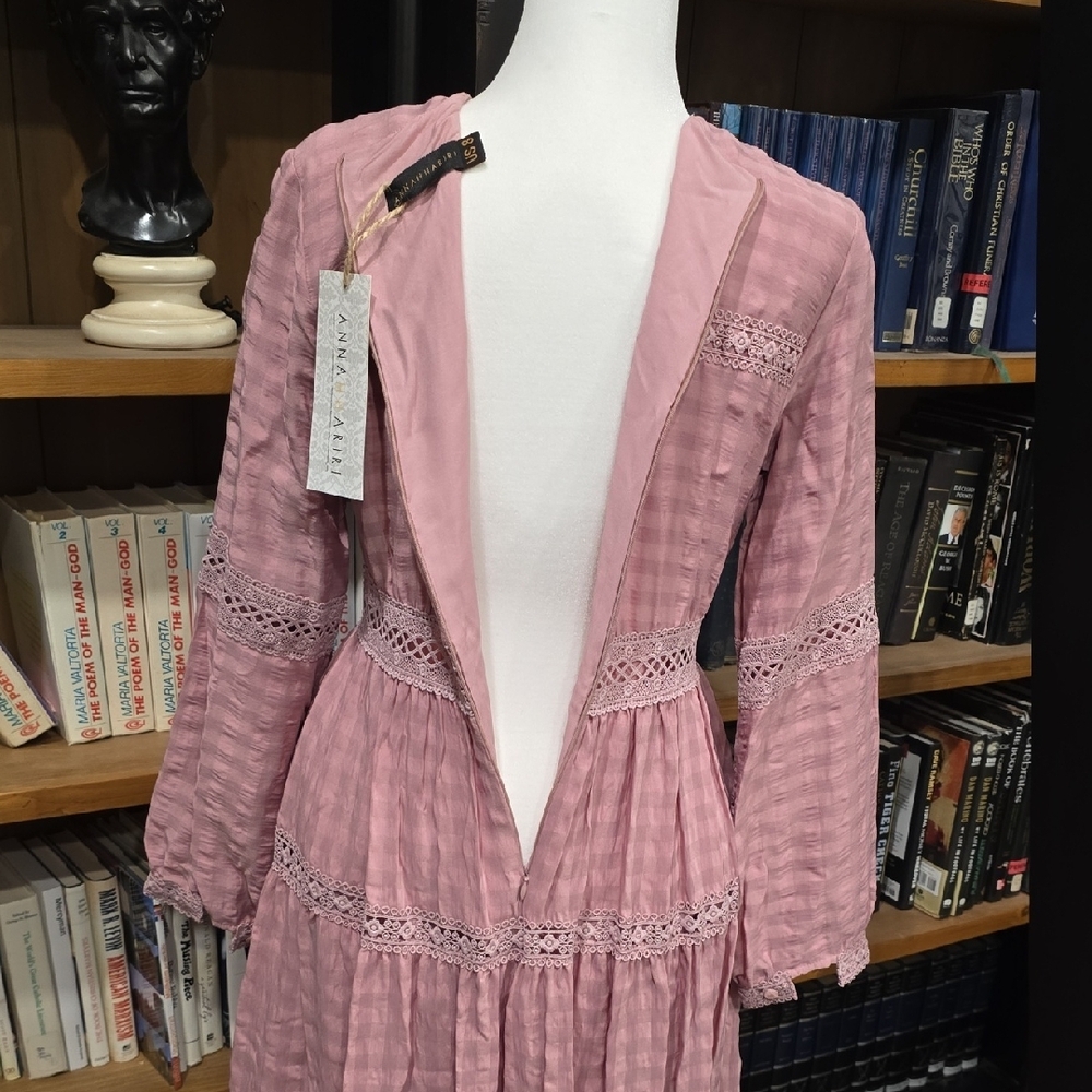 Chic Long Sleeve Pink Maxi Dress, Size 8, Never Worn With Tags - Picture 9 of 10